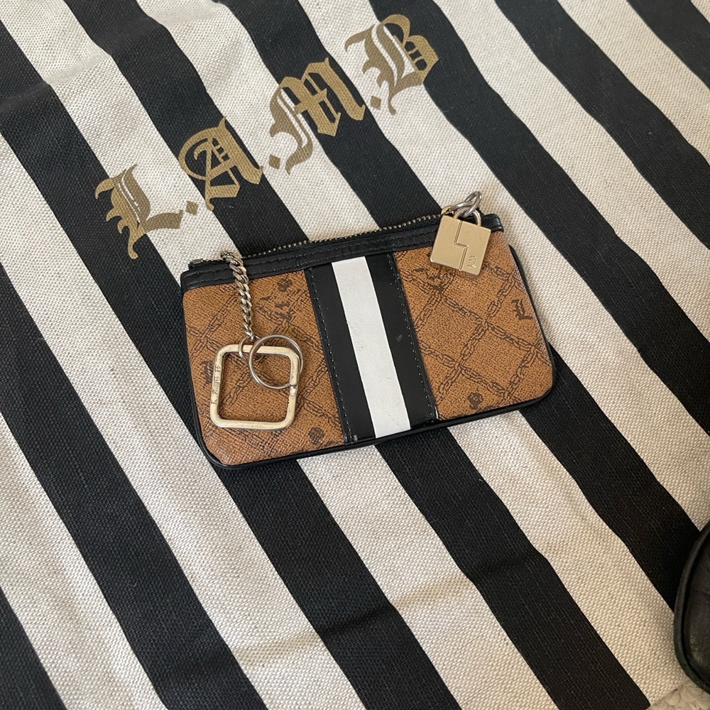 L.A.M.B. Tan and Black Coin Pouch